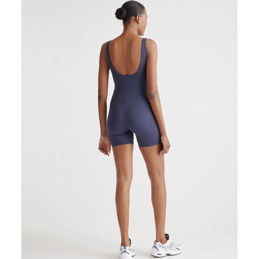 NWT Quince Ultra-form Short Jumpsuit  Active Bodysuit Navy Blue women's small - Picture 4 of 7